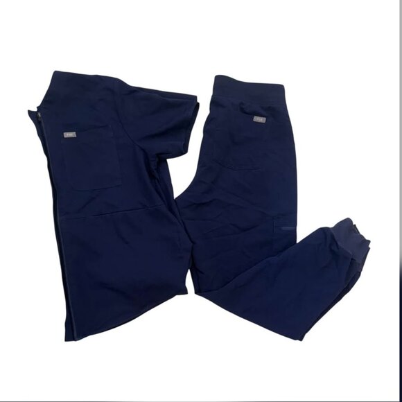 FIGS Navy Blue 2 Piece Scrub Set Zip Top and Zamora Joggers size S Petite - Picture 1 of 7
